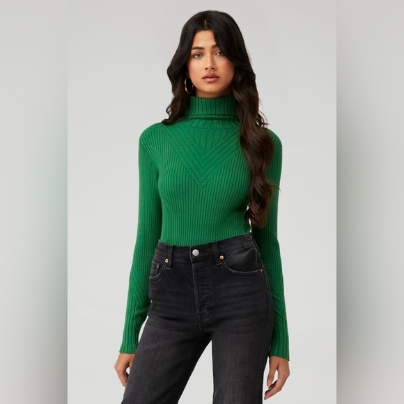 Varley Esme Rib Roll Neck Green Turtleneck Sweater - Picture 7 of 7